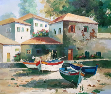 2131-T2 | 50cm x 61cm | bateaux sur terre 